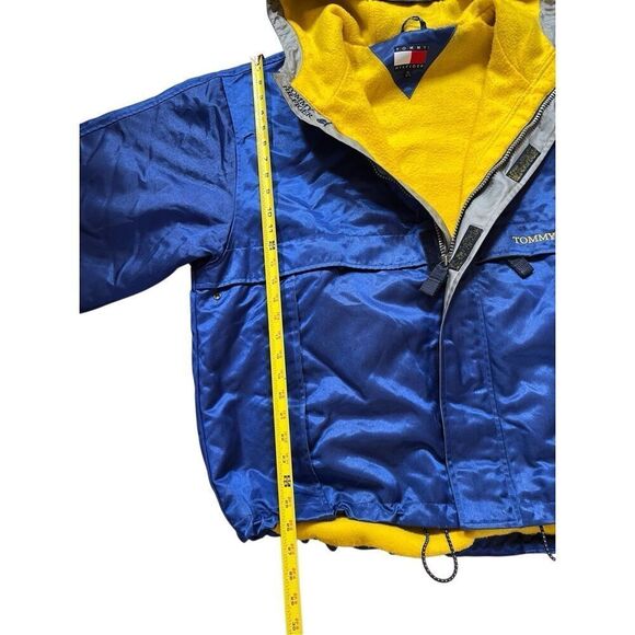 1990S OVERSIZED SHINY BLUE TOMMY HILFIGER PUFFY JACKET YELLOW LINING Men’s XL - Picture 8 of 15